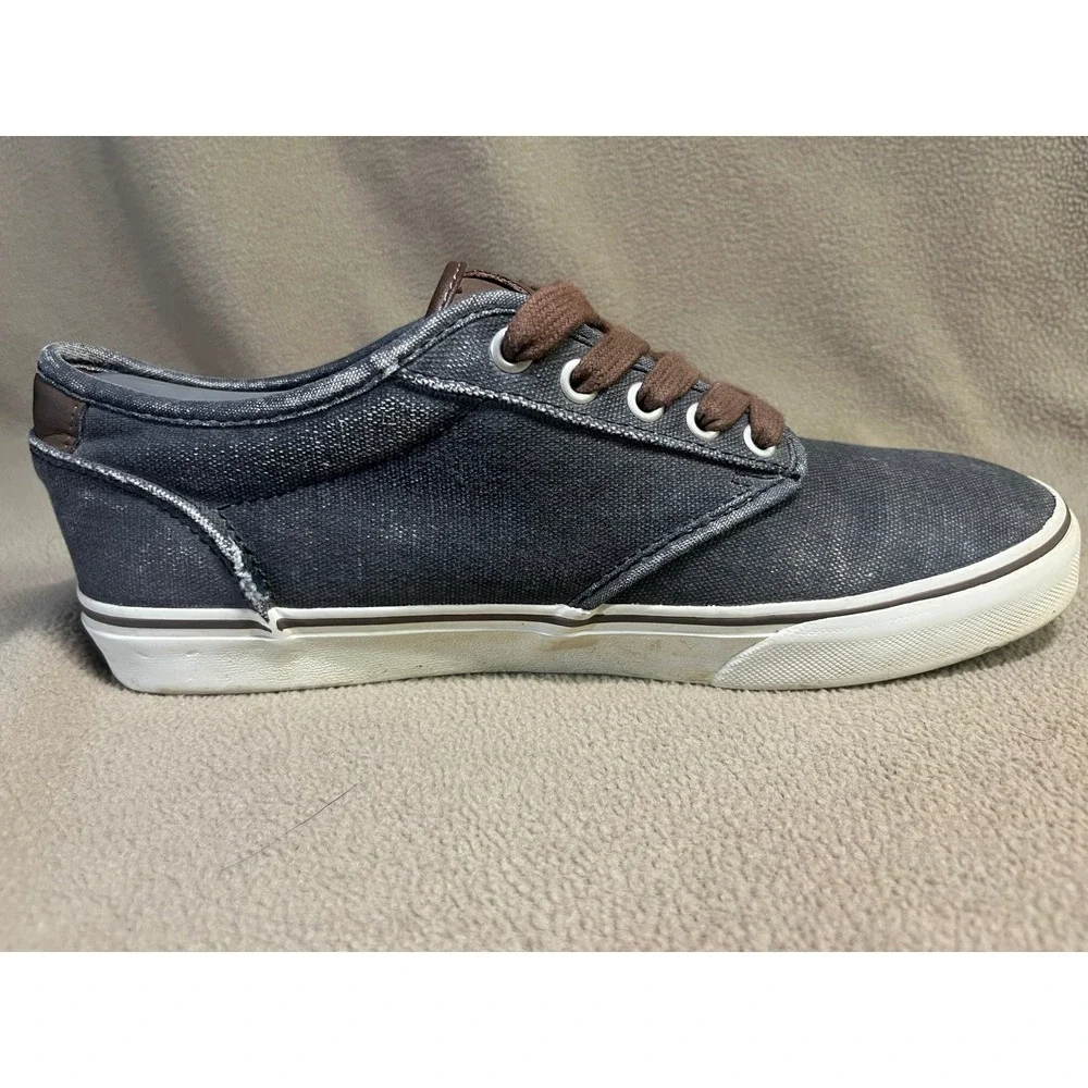 Vans Off The Wall Mens 9 Charcoal Grey Brown‎ Canvas Low Top Skate Shoes